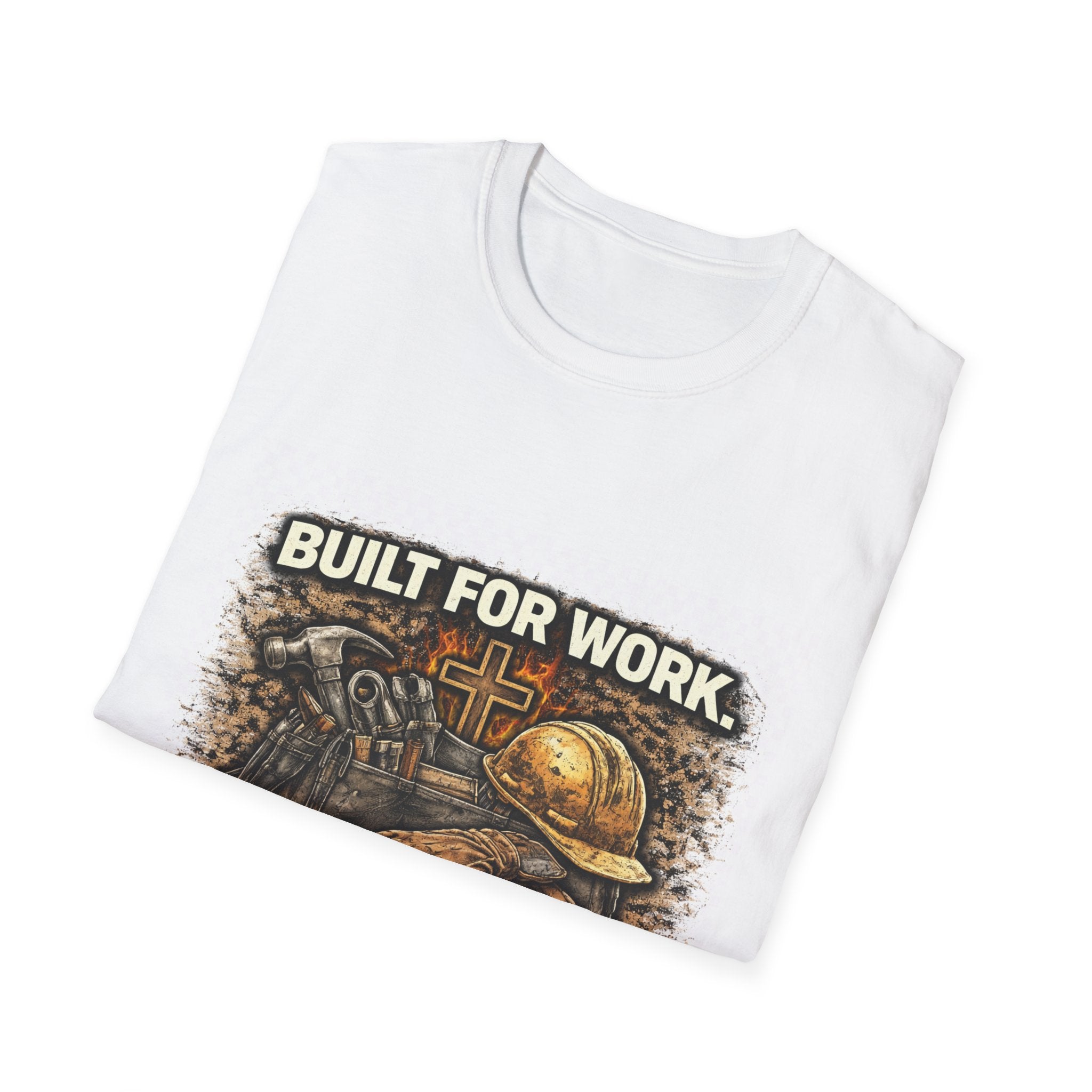 Work Helmet T-Shirt — "Built for Work, Grounded in Faith" Construction Faith Tee