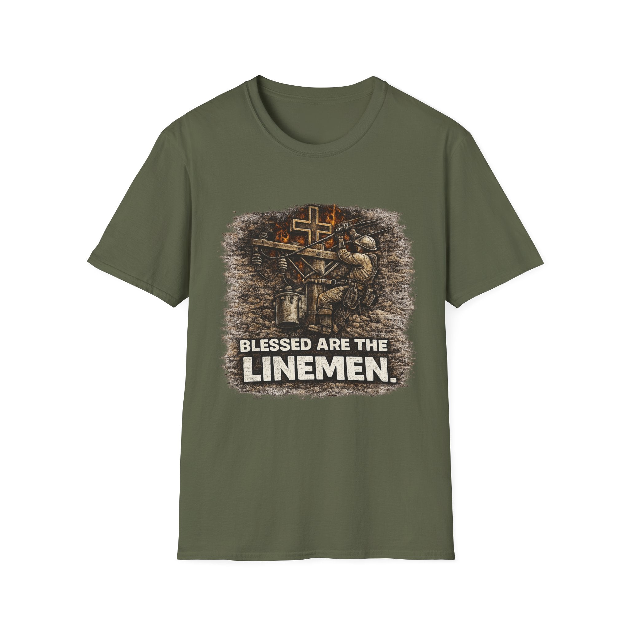 Blessed Are The Linemen T-Shirt — Vintage Lineman Graphic Tee for Utility Workers & Line Crews