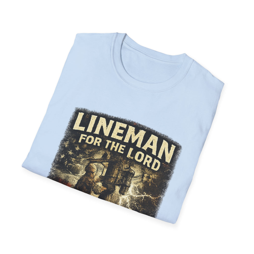 Lineman For The Lord T-Shirt – “Powered By Faith” Christian Lineman Tee