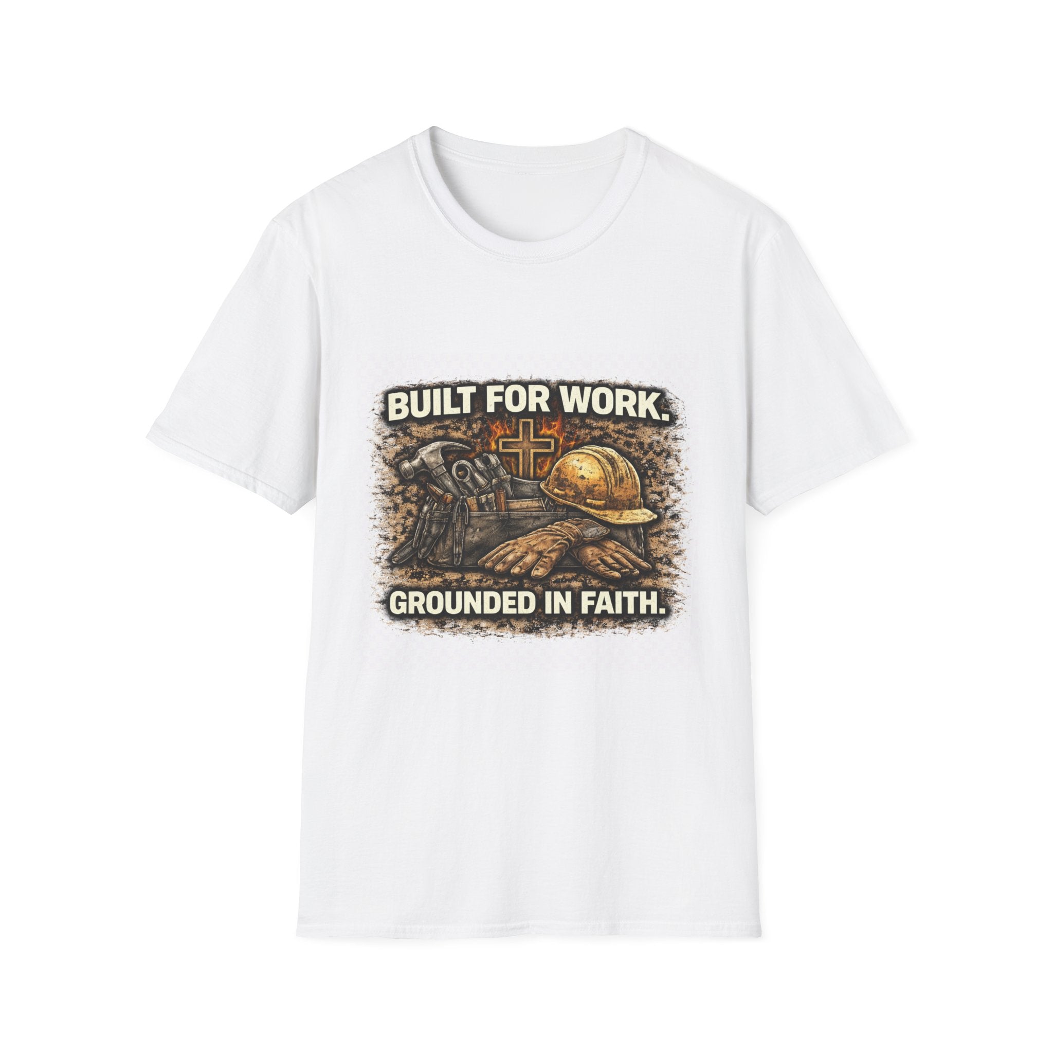 Work Helmet T-Shirt — "Built for Work, Grounded in Faith" Construction Faith Tee
