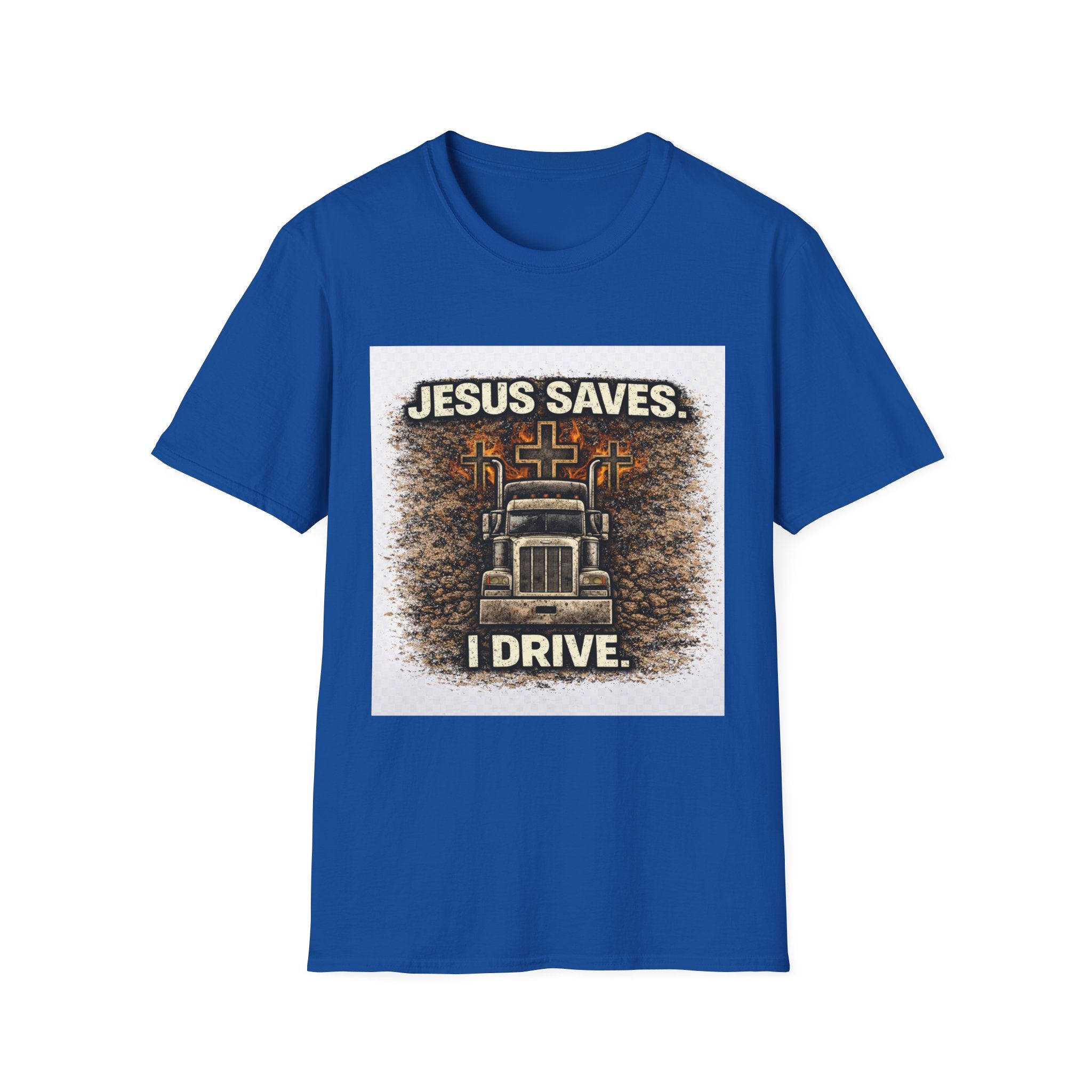 Jesus Saves I Drive Trucker T-Shirt — Christian Trucker Tee