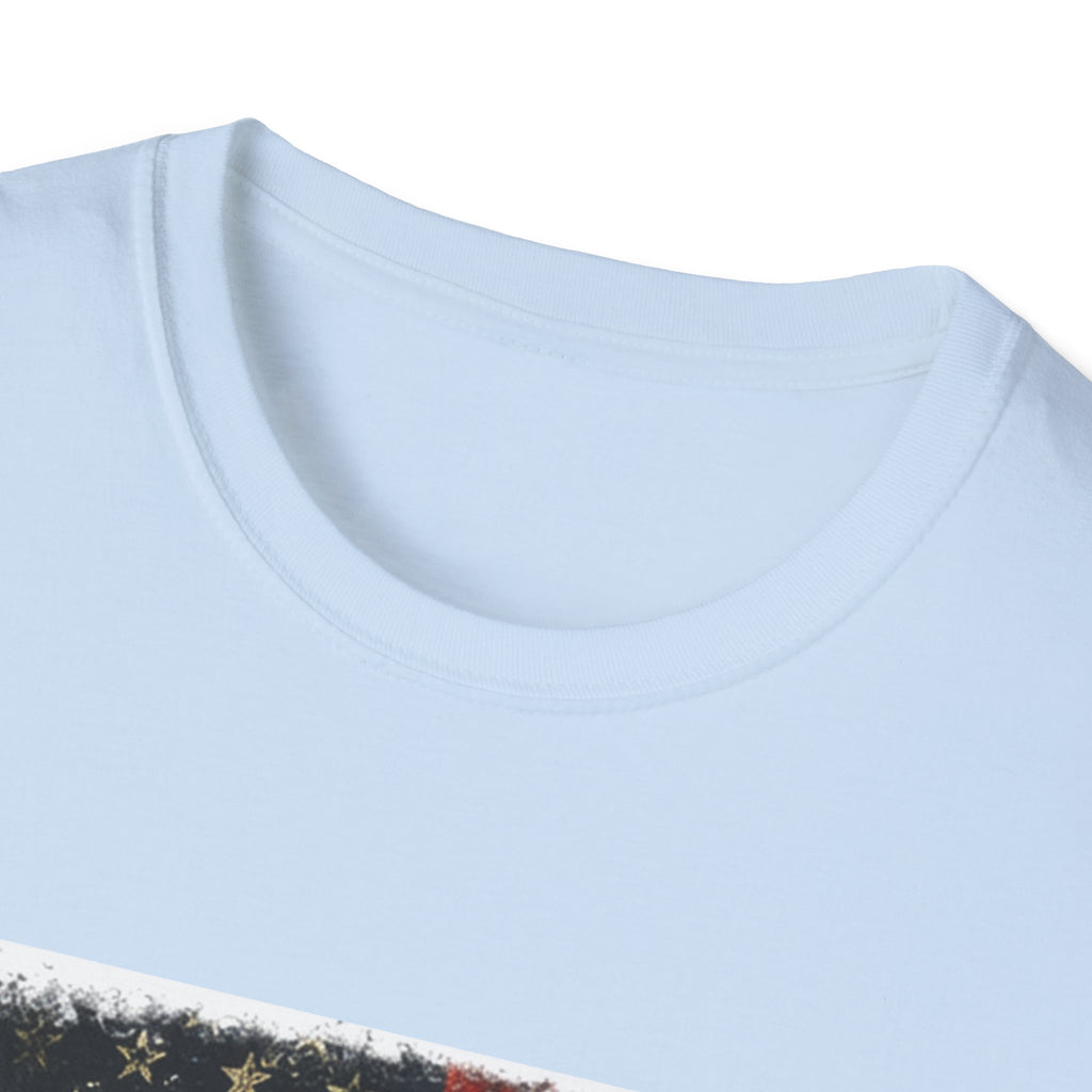 Faith Driven Trucker T-Shirt — American Flag Cross Design