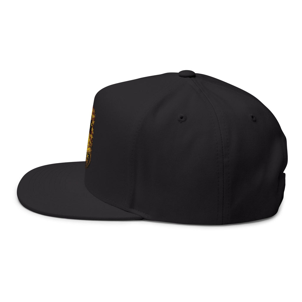 GOAT Embroidered Flat Bill Cap — Vintage Gold Trophy Patch Snapback