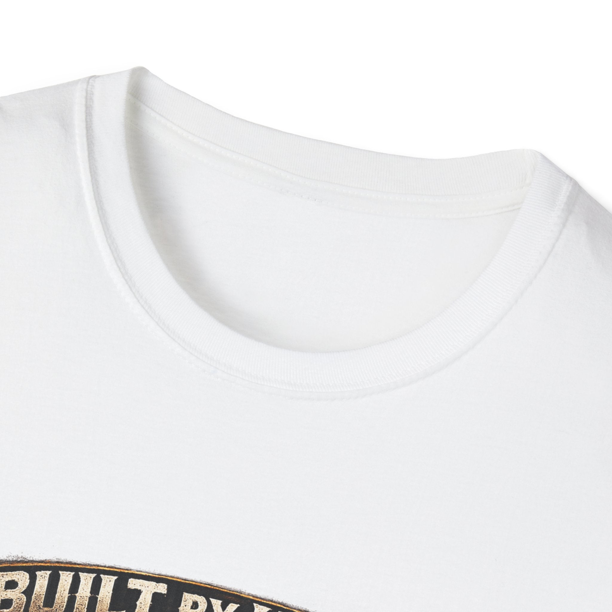 Built by Hand Mechanic T-Shirt – "Built by Hand, Powered by Faith, Home by Courage" Vintage Workshirt