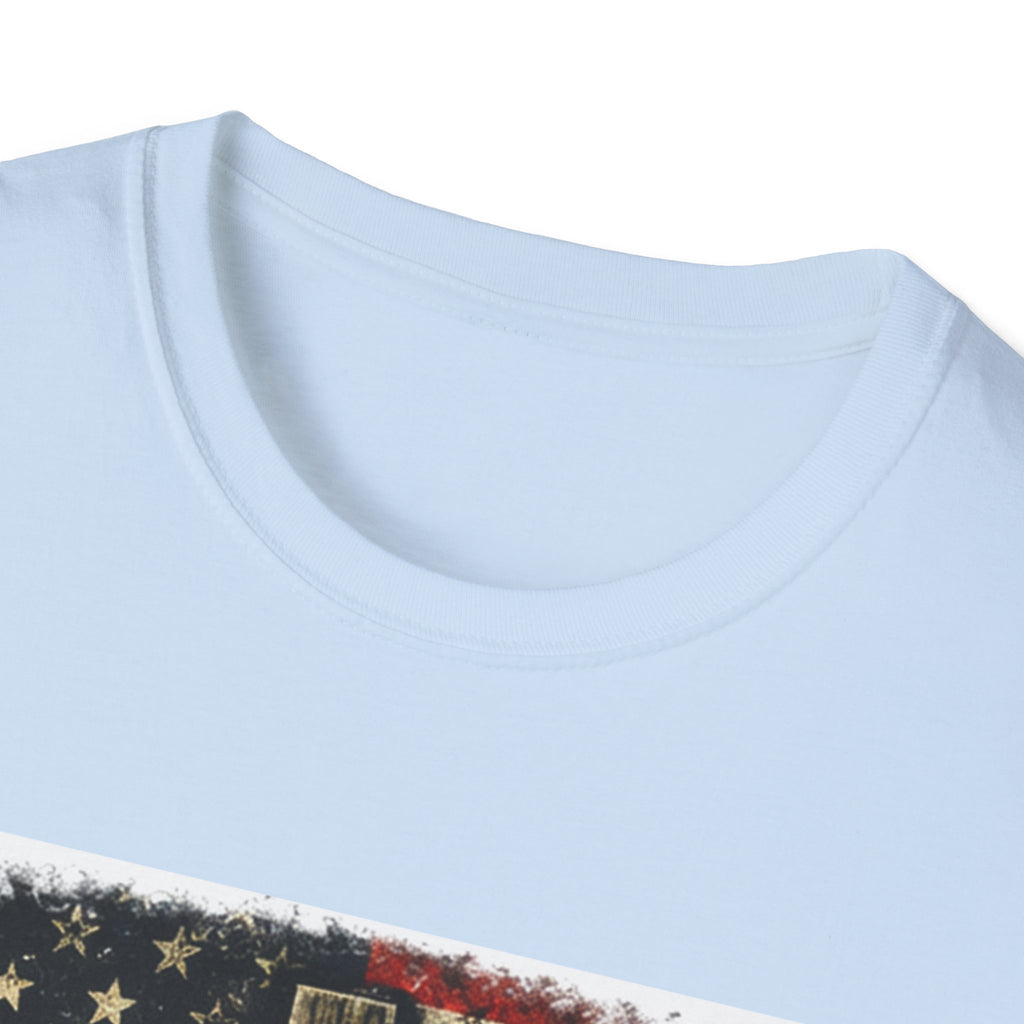 Faith Driven Trucker T-Shirt — "Powered by God" American Flag Design