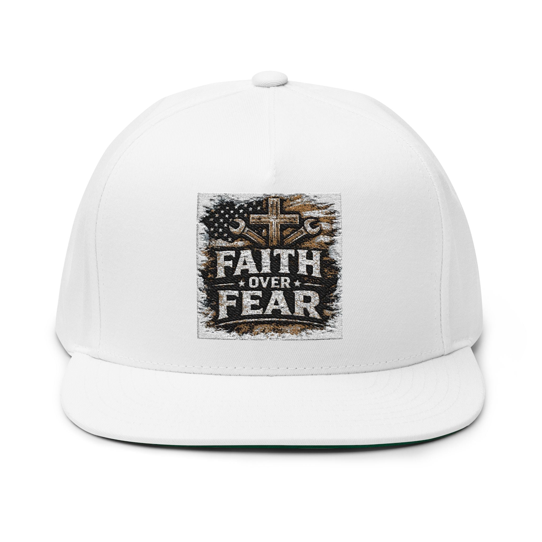 Faith Over Fear Embroidered Flat Bill Cap