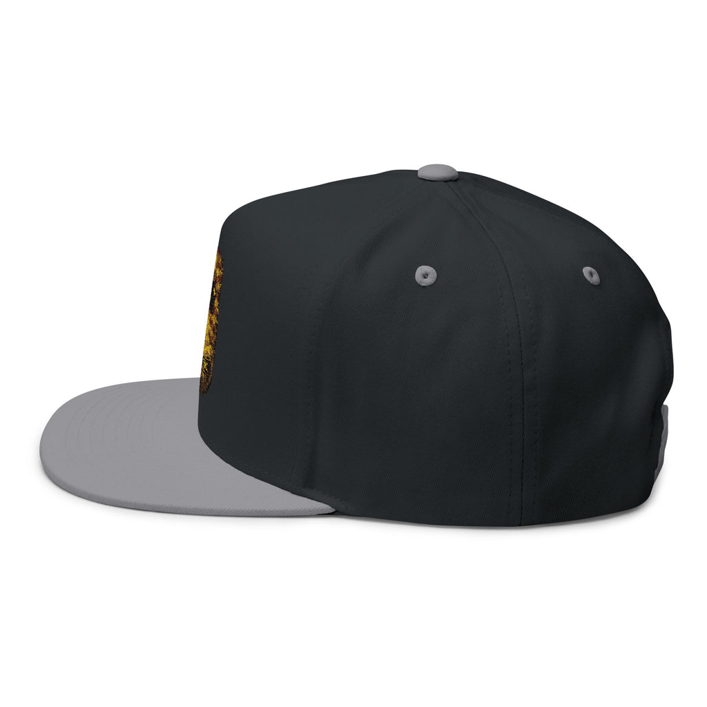 GOAT Embroidered Flat Bill Cap — Vintage Gold Trophy Patch Snapback