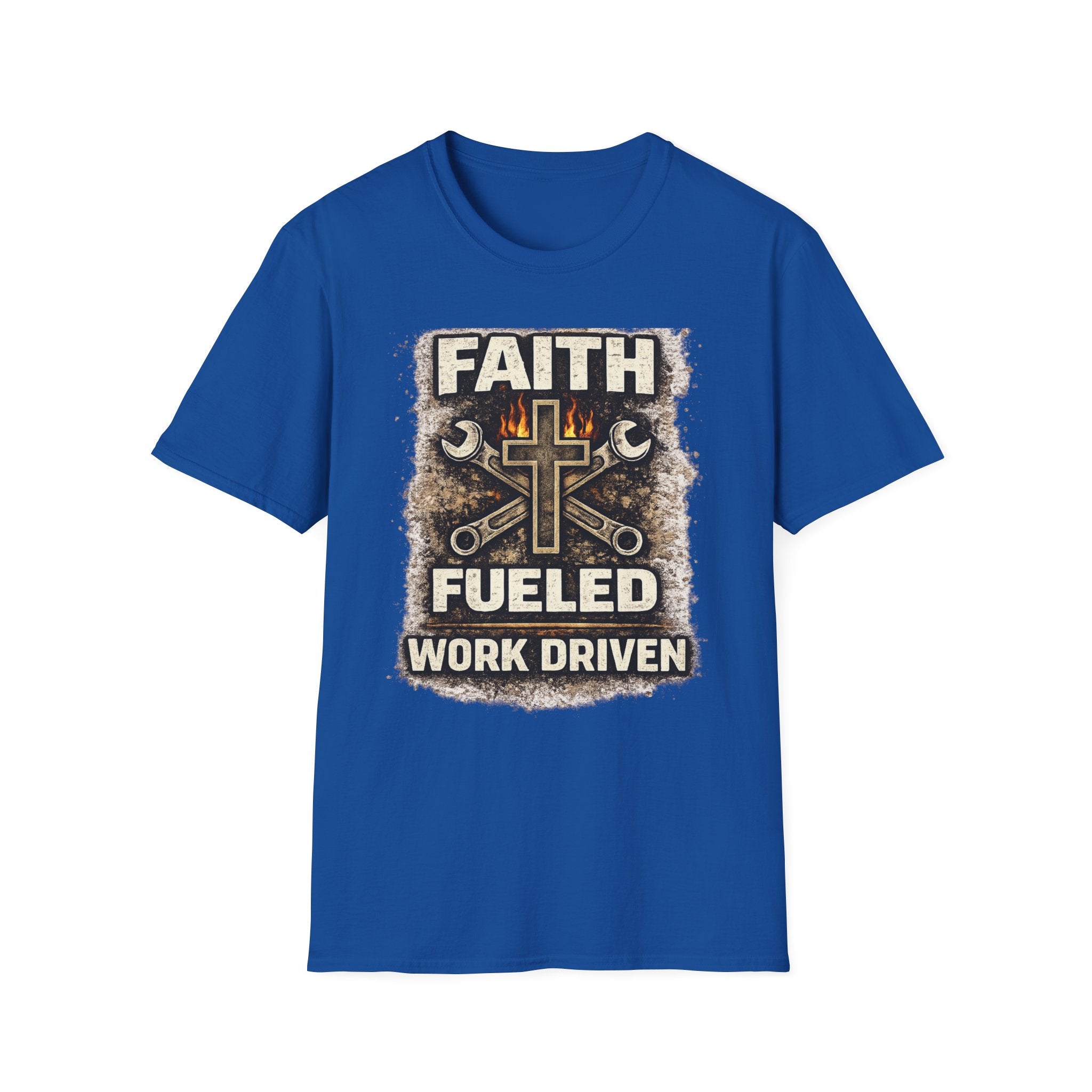 Faith Fueled Work Driven T-Shirt — Christian Mechanic Tool Cross Tee