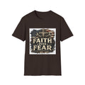 Faith Over Fear T-Shirt — Christian Cross & American Flag Graphic