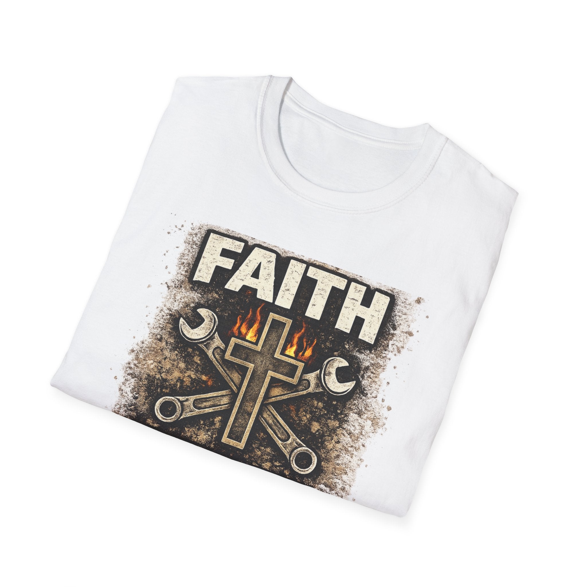 Faith Fueled Work Driven T-Shirt — Christian Mechanic Tool Cross Tee