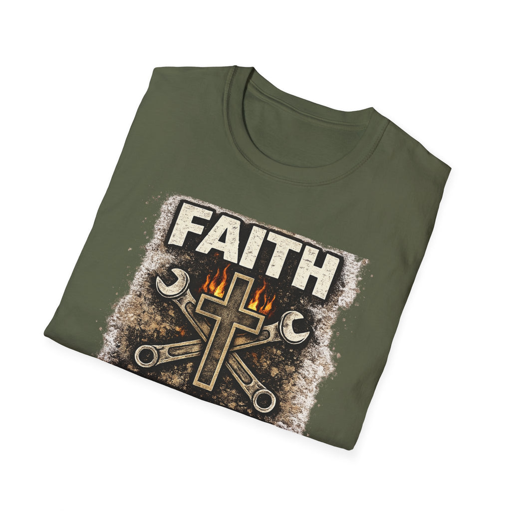 Faith Fueled Work Driven T-Shirt — Christian Mechanic Tool Cross Tee