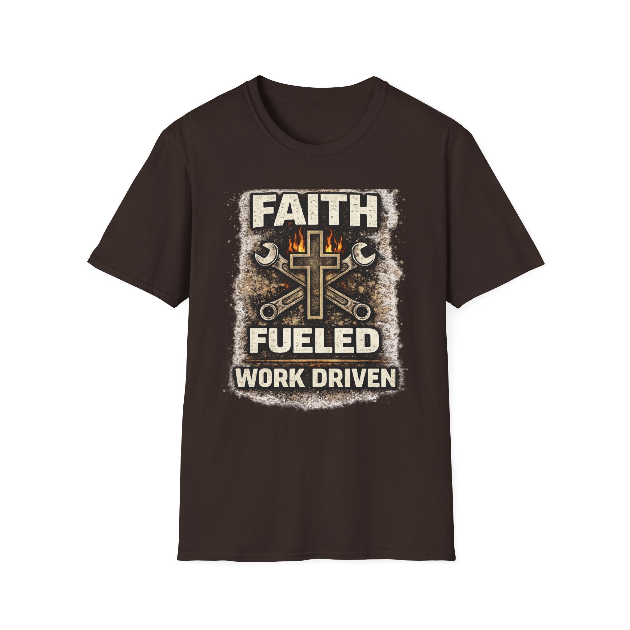 Faith Fueled Work Driven T-Shirt — Christian Mechanic Tool Cross Tee