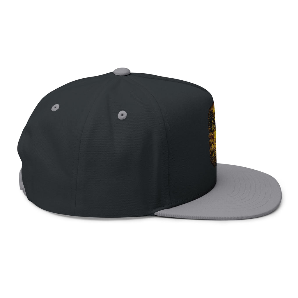 GOAT Embroidered Flat Bill Cap — Vintage Gold Trophy Patch Snapback