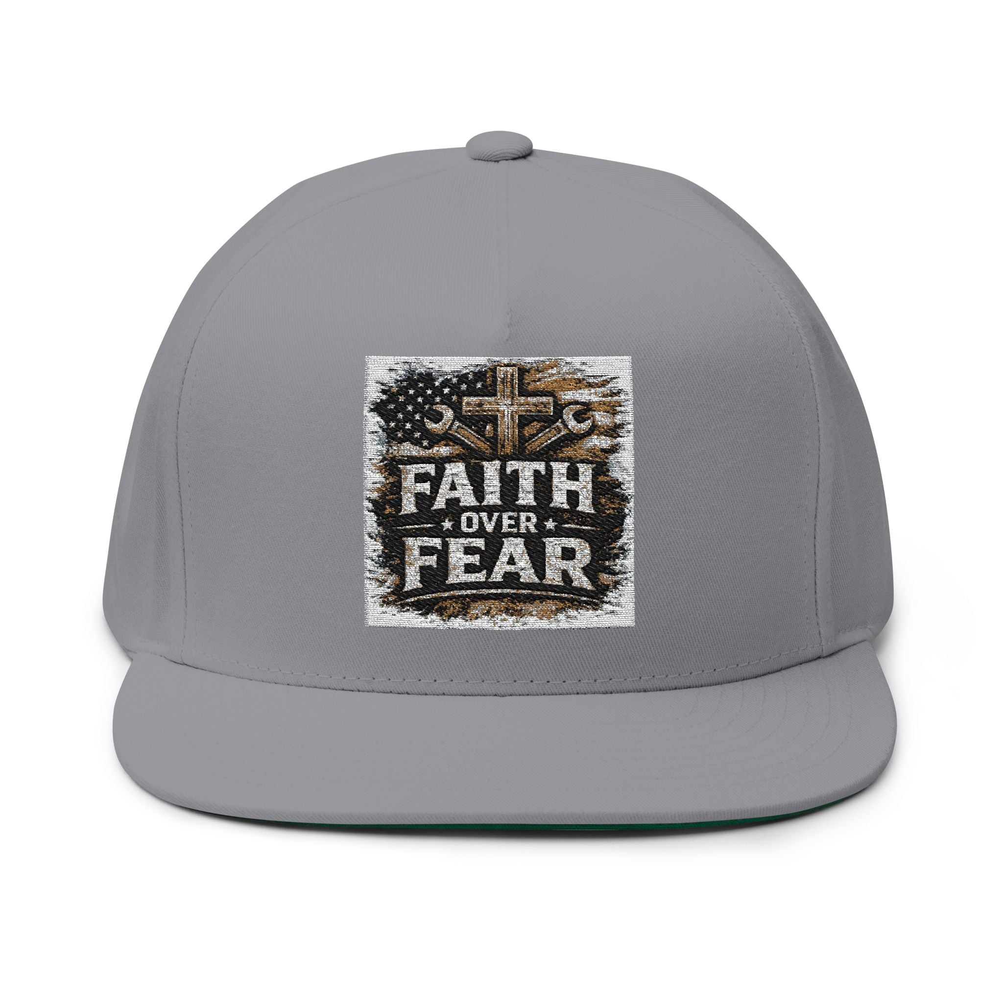 Faith Over Fear Embroidered Flat Bill Cap