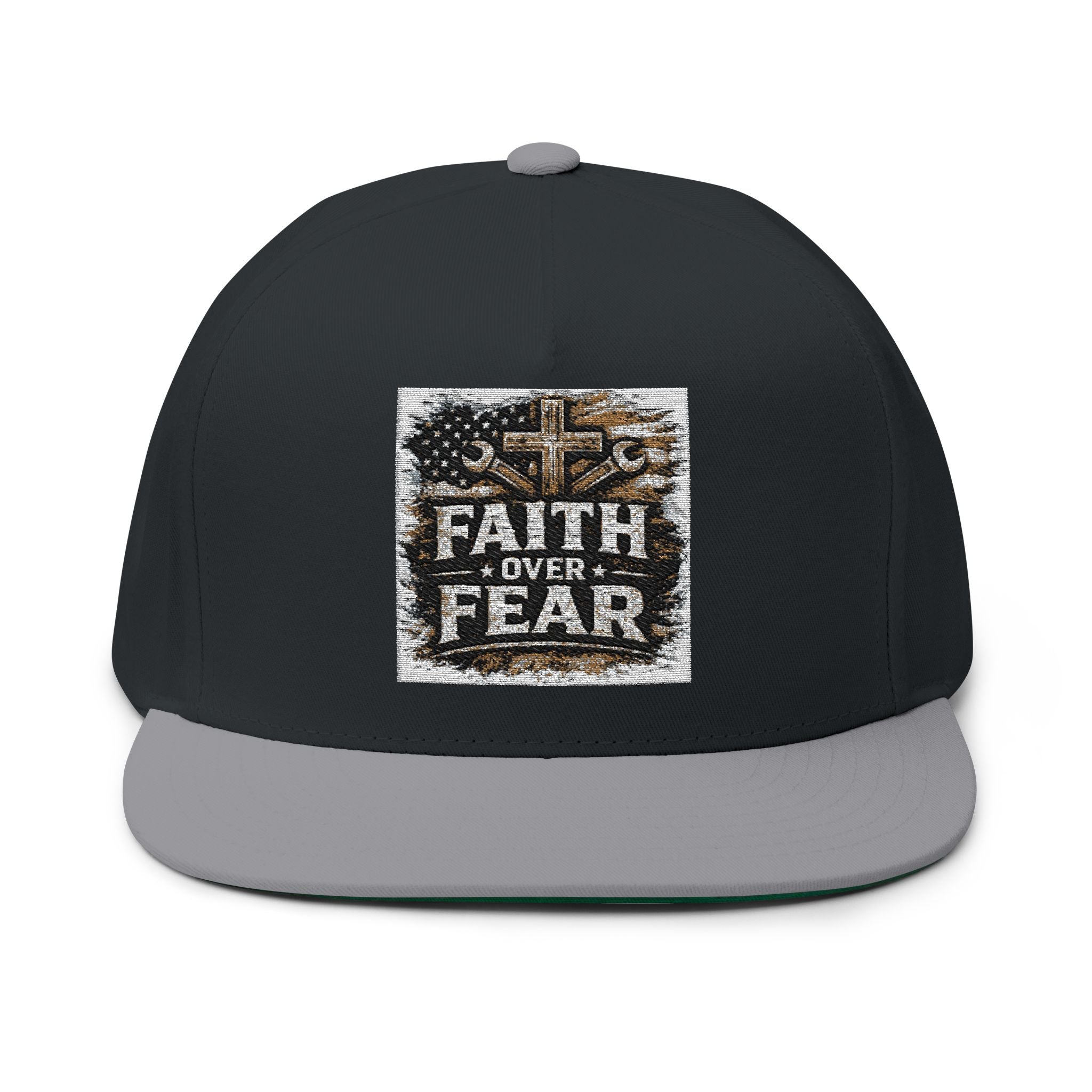 Faith Over Fear Embroidered Flat Bill Cap