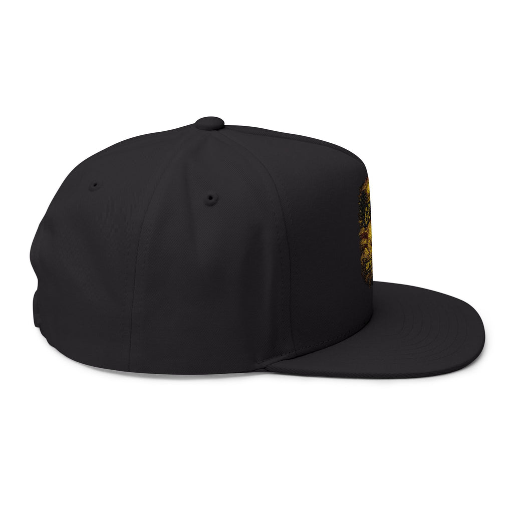 GOAT Embroidered Flat Bill Cap — Vintage Gold Trophy Patch Snapback