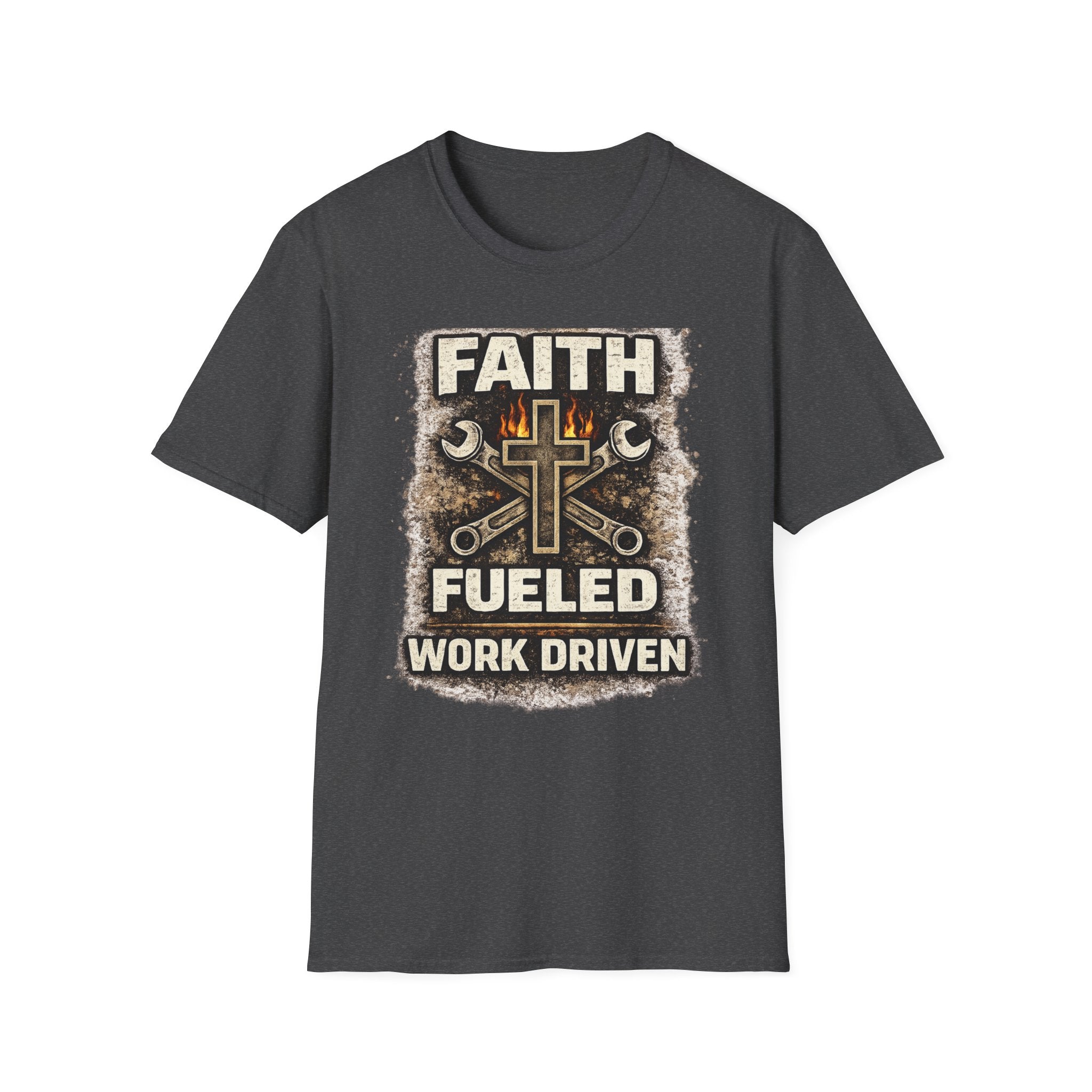 Faith Fueled Work Driven T-Shirt — Christian Mechanic Tool Cross Tee