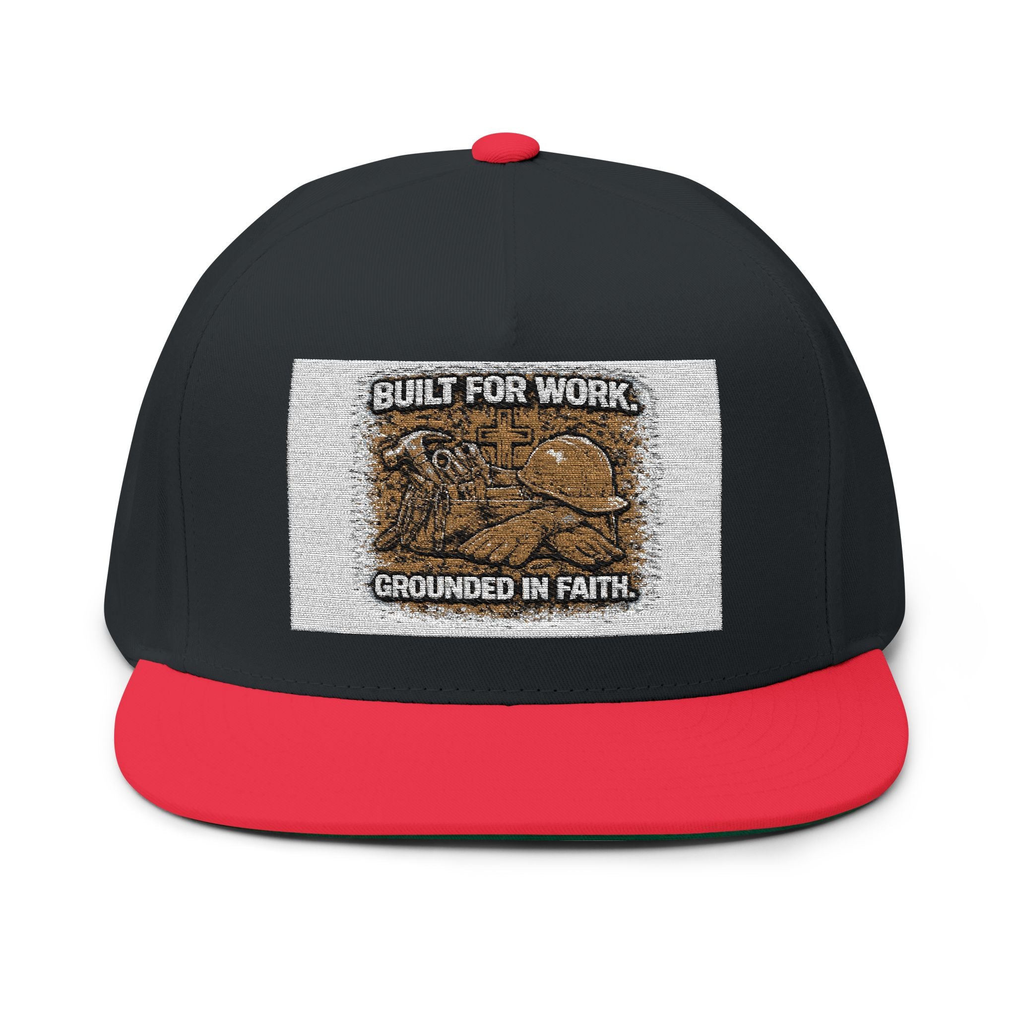 Flat Bill Cap — "Built for Work, Grounded in Faith" Embroidered Snapback