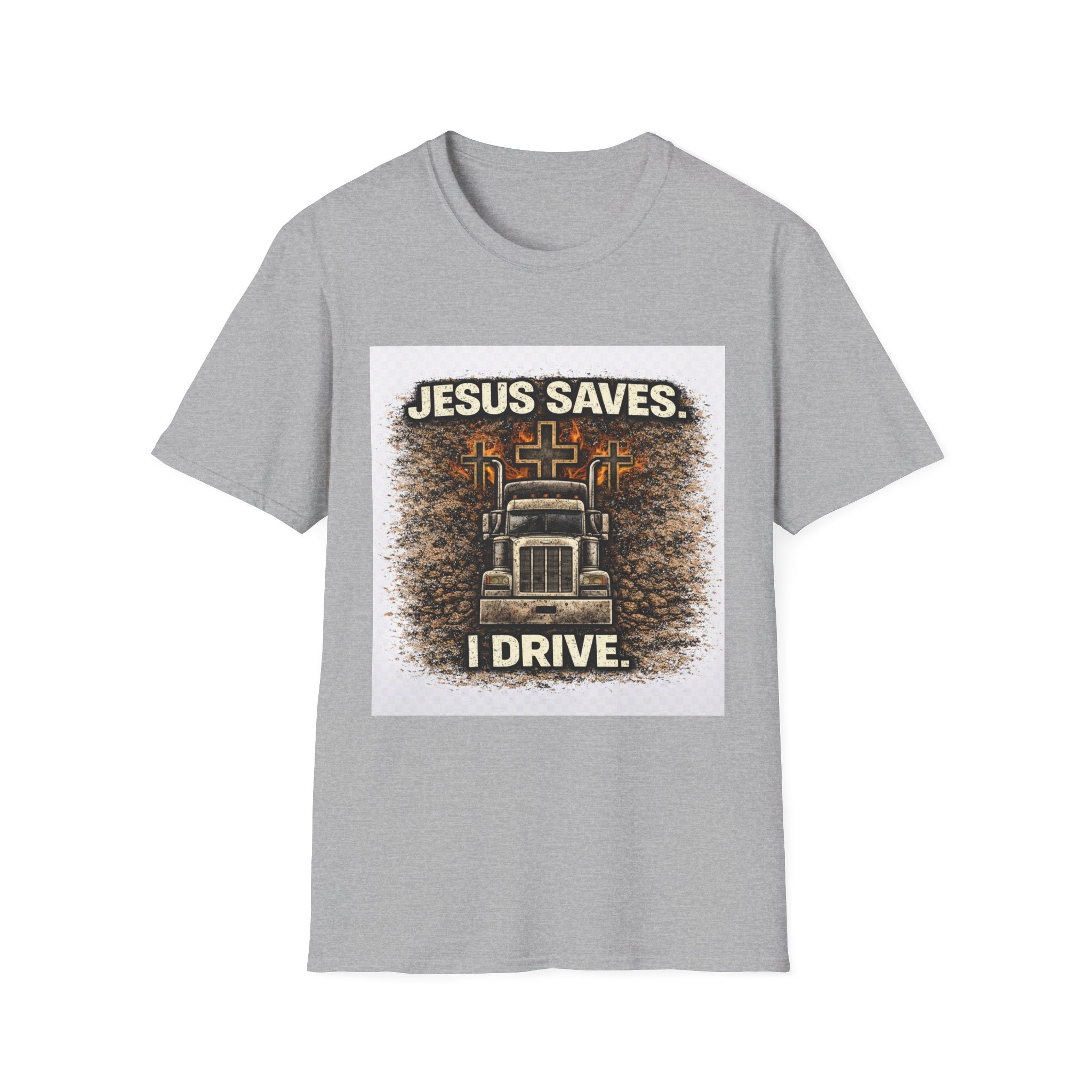 Jesus Saves I Drive Trucker T-Shirt — Christian Trucker Tee