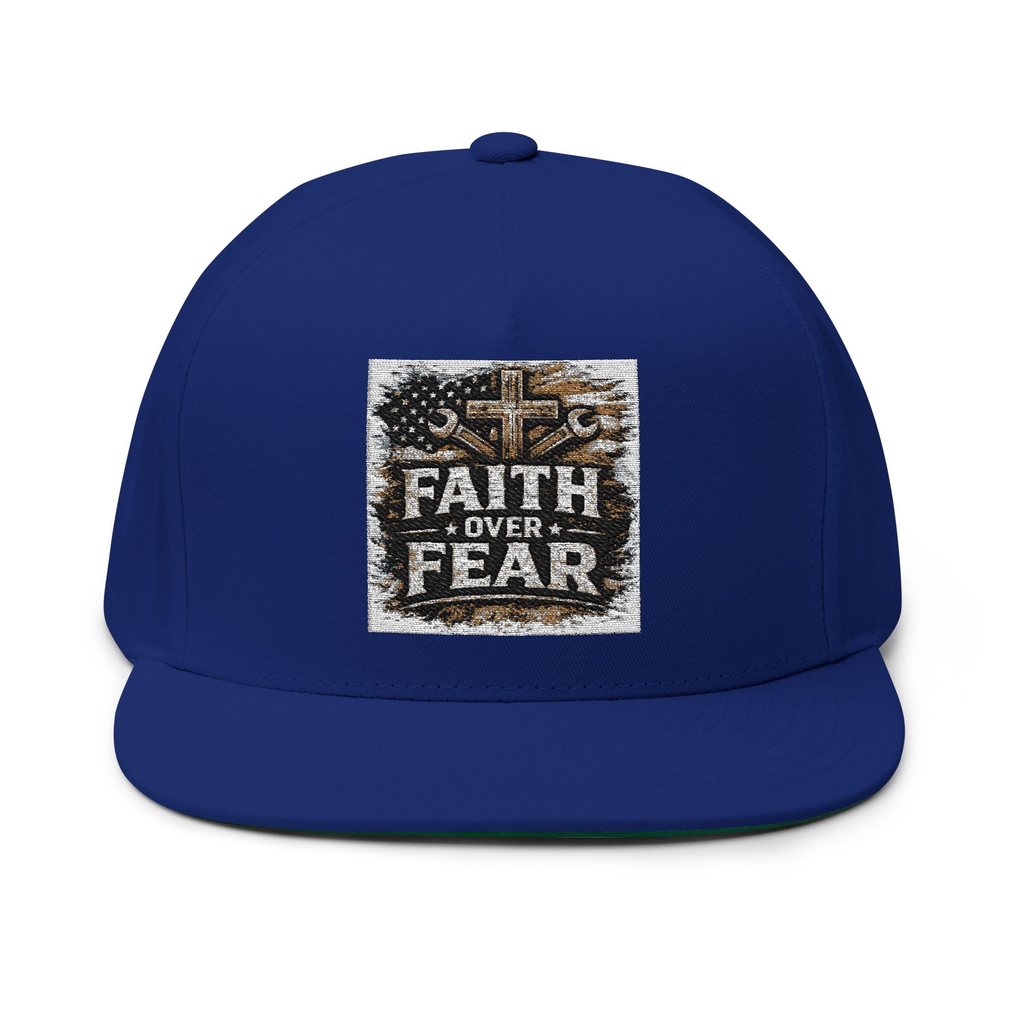 Faith Over Fear Embroidered Flat Bill Cap