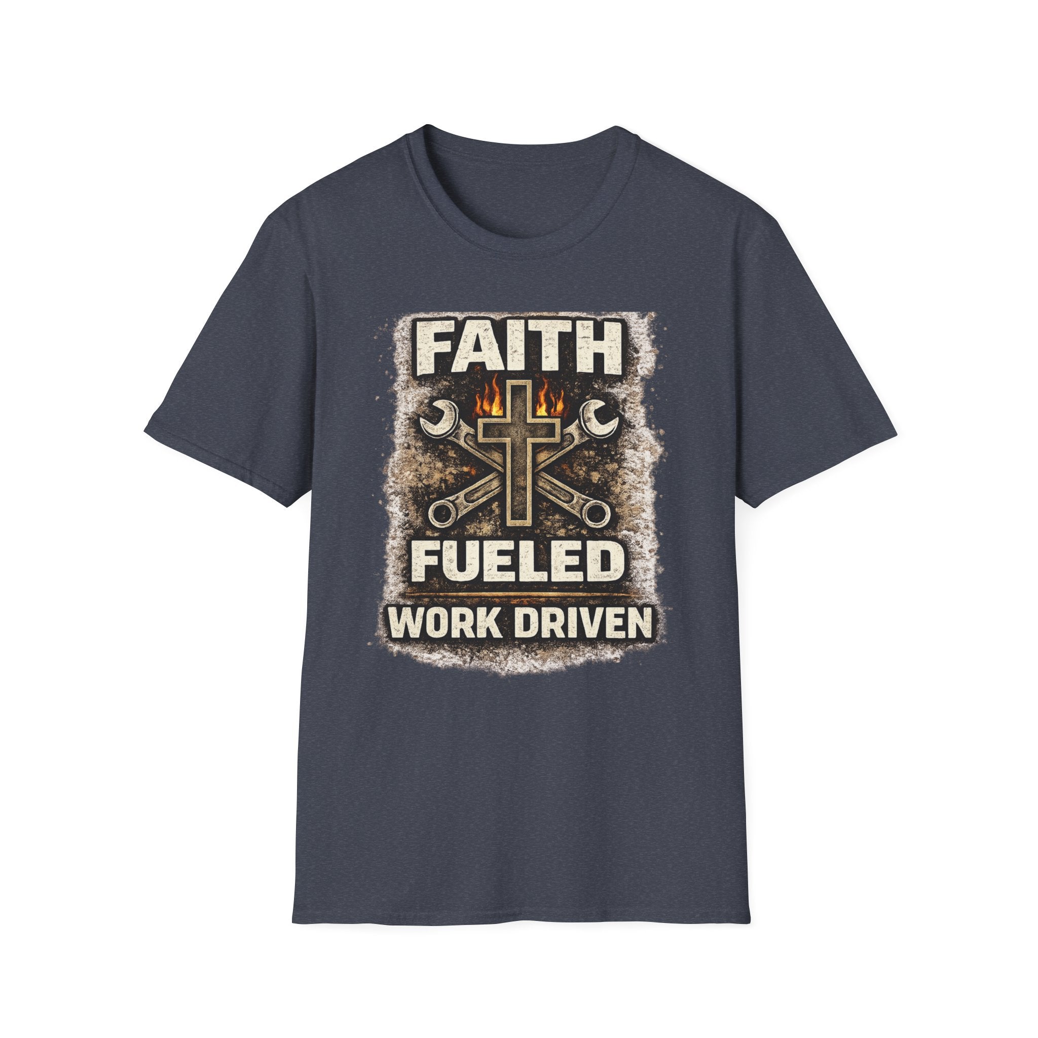 Faith Fueled Work Driven T-Shirt — Christian Mechanic Tool Cross Tee