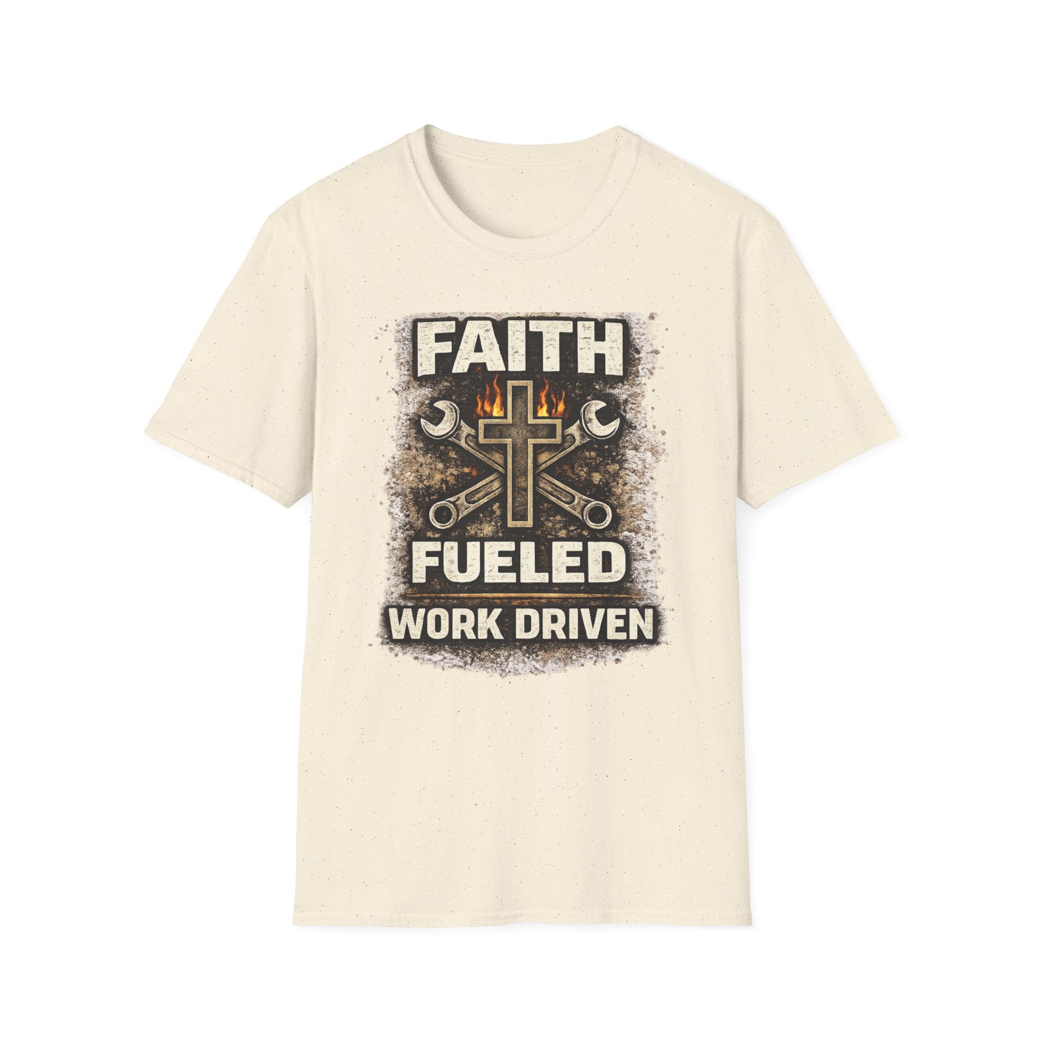 Faith Fueled Work Driven T-Shirt — Christian Mechanic Tool Cross Tee