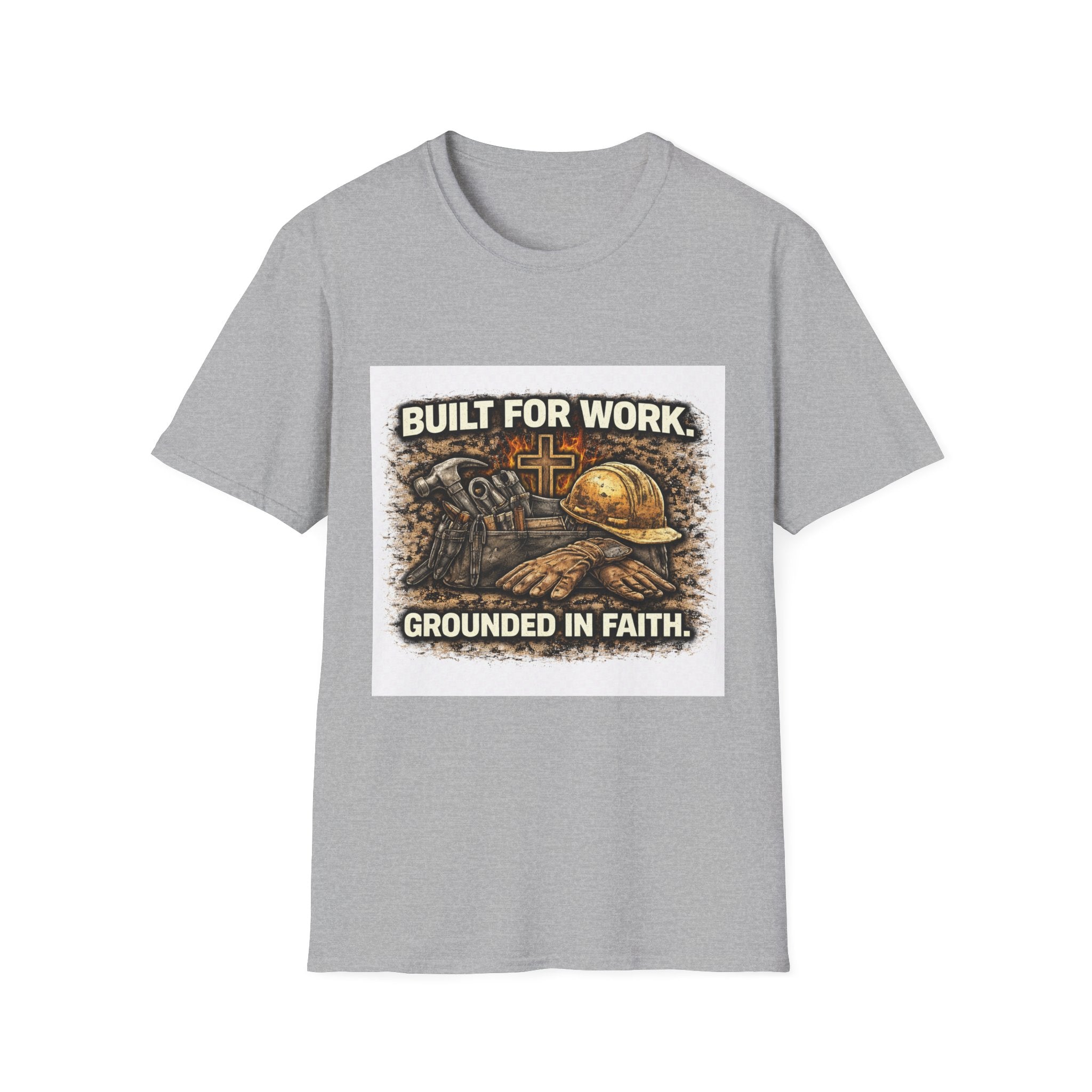 Work Helmet T-Shirt — "Built for Work, Grounded in Faith" Construction Faith Tee