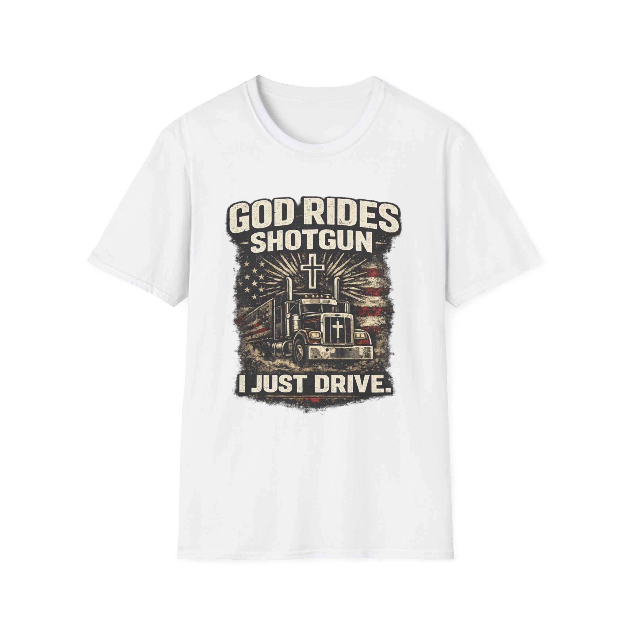 God Rides Shotgun Truck T-Shirt — Christian Trucker Vintage Tee
