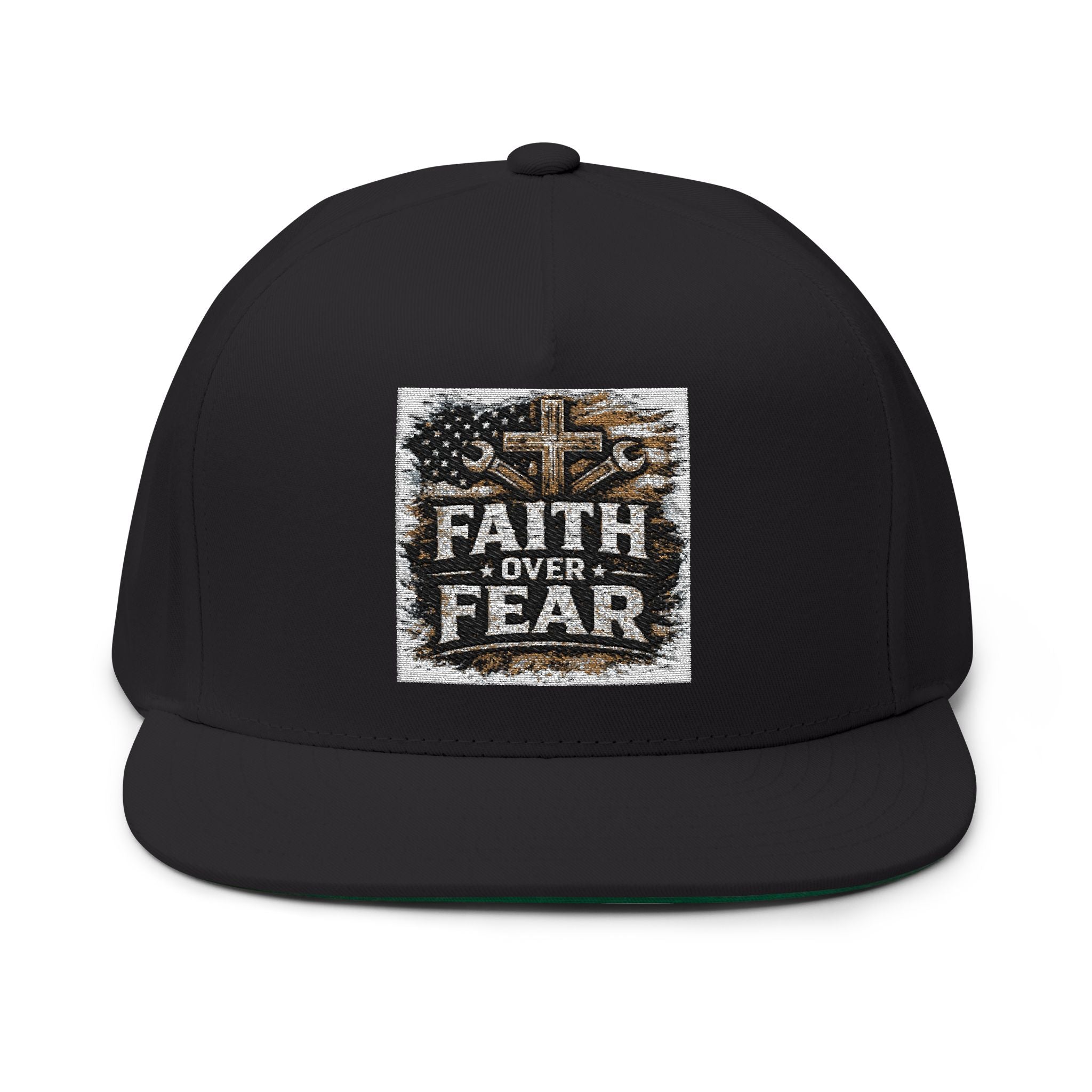 Faith Over Fear Embroidered Flat Bill Cap